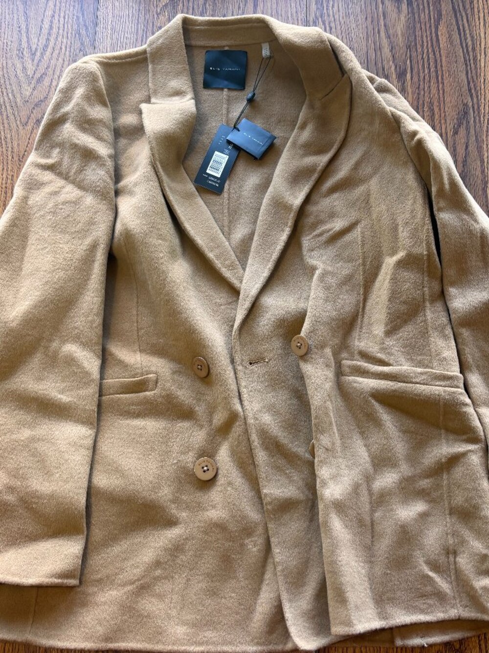 NWT Elie Tahari Double-Breasted Tailored Blazer Jacket Fossil Camel Size XL